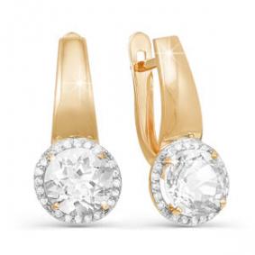 Золотые серьги КЮЗ Del'ta D121431 с фианитом D121431 фото