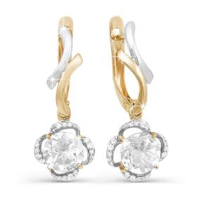 Золотые серьги КЮЗ Del'ta D121434 с фианитом D121434 фото