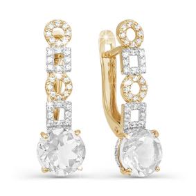 Золотые серьги КЮЗ Del'ta D121442 с фианитом D121442 фото