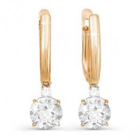 Золотые серьги КЮЗ Del'ta D121443 с фианитом D121443 фото