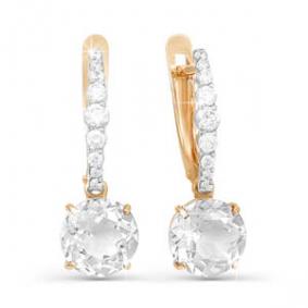 Золотые серьги КЮЗ Del'ta D121450 с фианитом D121450 фото