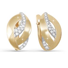 Золотые серьги КЮЗ Del'ta D121464 с фианитом D121464 фото