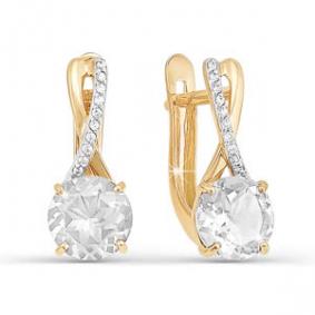 Золотые серьги КЮЗ Del'ta D121475 с фианитом D121475 фото