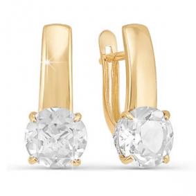 Золотые серьги КЮЗ Del'ta D121482 с фианитом D121482 фото