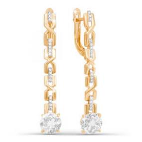 Золотые серьги КЮЗ Del'ta D121494 с фианитом D121494 фото