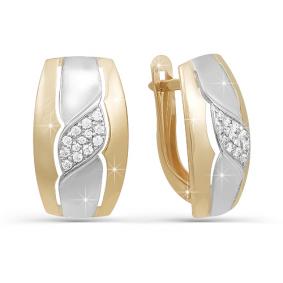 Золотые серьги КЮЗ Del'ta D121498 с фианитом D121498 фото