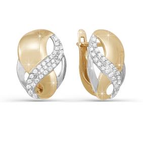 Золотые серьги КЮЗ Del'ta D121502 с фианитом D121502 фото