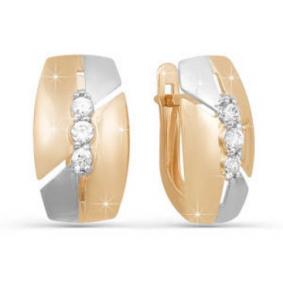 Золотые серьги КЮЗ Del'ta D121503 с фианитом D121503 фото