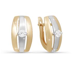 Золотые серьги КЮЗ Del'ta D121506 с фианитом D121506 фото