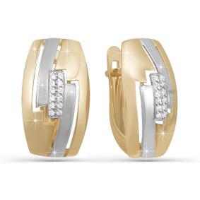 Золотые серьги КЮЗ Del'ta D121508 с фианитом D121508 фото