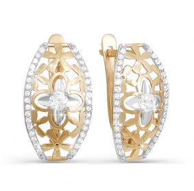 Золотые серьги КЮЗ Del'ta D121533 с фианитом D121533 фото