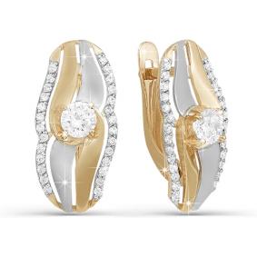 Золотые серьги КЮЗ Del'ta D121552 с фианитом D121552 фото