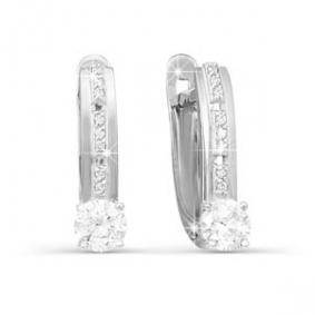 Серьги из белого золота КЮЗ Del'ta D121556 с фианитом D121556 фото
