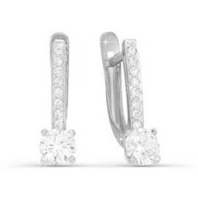 Серьги из белого золота КЮЗ Del'ta D121574 с фианитом D121574 фото