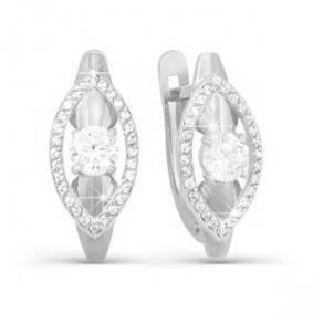 Серьги из белого золота КЮЗ Del'ta D121576 с фианитом D121576 фото