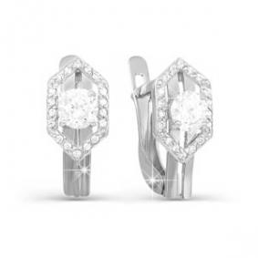 Серьги из белого золота КЮЗ Del'ta D121578 с фианитом D121578 фото