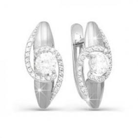 Серьги из белого золота КЮЗ Del'ta D121579 с фианитом D121579 фото