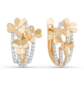 Золотые серьги КЮЗ Del'ta D121596 с фианитом D121596 фото