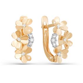 Золотые серьги КЮЗ Del'ta D121598 с фианитом D121598 фото