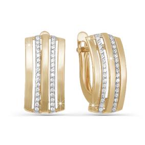 Золотые серьги КЮЗ Del'ta D121715 с фианитом D121715 фото