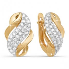 Золотые серьги КЮЗ Del'ta D121761 с фианитом D121761 фото