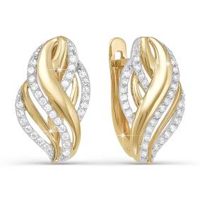 Золотые серьги КЮЗ Del'ta D121767 с фианитом D121767 фото