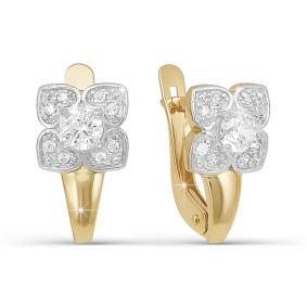 Золотые серьги КЮЗ Del'ta D121795 с фианитом D121795 фото