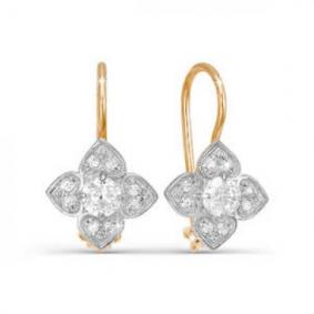 Золотые серьги КЮЗ Del'ta D121799 с фианитом D121799 фото