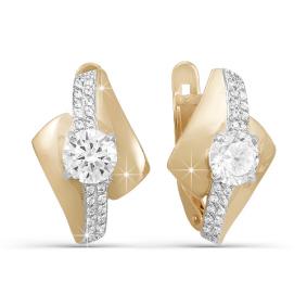 Золотые серьги КЮЗ Del'ta D121812 с фианитом D121812 фото