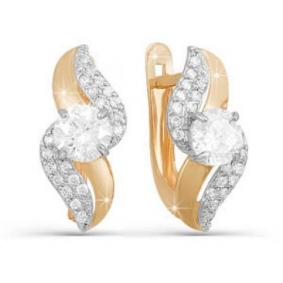 Золотые серьги КЮЗ Del'ta D121825 с фианитом D121825 фото