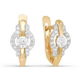 Золотые серьги КЮЗ Del'ta D121826 с фианитом D121826 фото