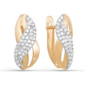 Золотые серьги КЮЗ Del'ta D121831 с фианитом D121831 фото