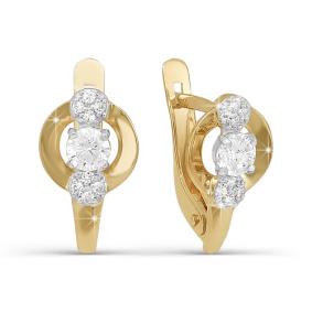 Золотые серьги КЮЗ Del'ta D121844 с фианитом D121844 фото