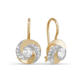 Золотые серьги КЮЗ Del'ta D121850 с фианитом D121850 фото