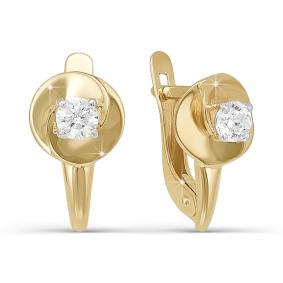 Золотые серьги КЮЗ Del'ta D121851 с фианитом D121851 фото