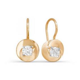 Золотые серьги КЮЗ Del'ta D121852 с фианитом D121852 фото