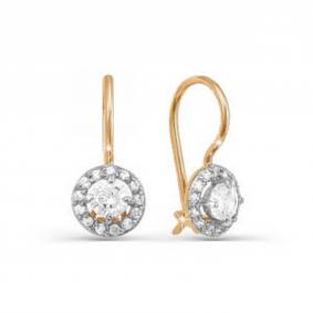 Золотые серьги КЮЗ Del'ta D121856 с фианитом D121856 фото