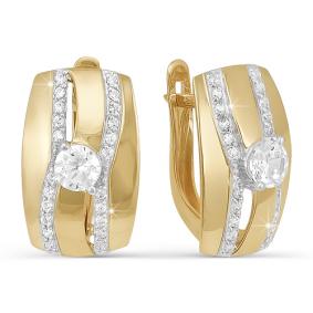 Золотые серьги КЮЗ Del'ta D121857 с фианитом D121857 фото