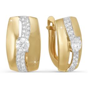 Золотые серьги КЮЗ Del'ta D121859 с фианитом D121859 фото