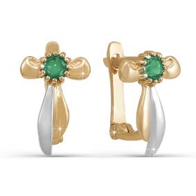 Золотые серьги КЮЗ Del'ta D121868 с фианитом D121868 фото