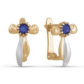 Золотые серьги КЮЗ Del'ta D121869 с фианитом D121869 фото