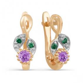 Золотые серьги КЮЗ Del'ta D121899 с фианитом D121899 фото