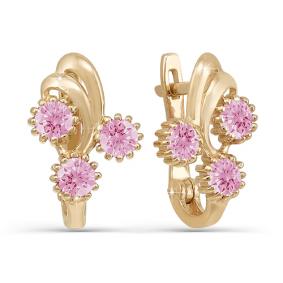 Золотые серьги КЮЗ Del'ta D121905 с фианитом D121905 фото