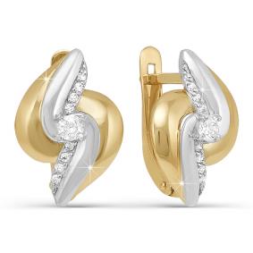 Золотые серьги КЮЗ Del'ta D121908 с фианитом D121908 фото