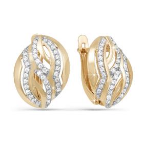 Золотые серьги КЮЗ Del'ta D121929 с фианитом D121929 фото