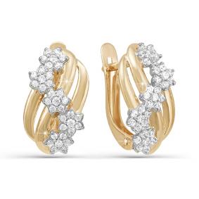 Золотые серьги КЮЗ Del'ta D121959 с фианитом D121959 фото