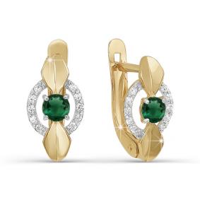 Золотые серьги КЮЗ Del'ta D121965 с фианитом D121965 фото