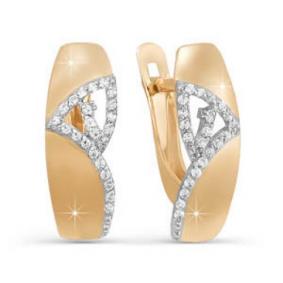 Золотые серьги КЮЗ Del'ta D121977 с фианитом D121977 фото