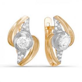 Золотые серьги КЮЗ Del'ta D122004 с фианитом D122004 фото