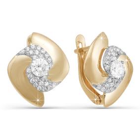 Золотые серьги КЮЗ Del'ta D122007 с фианитом D122007 фото